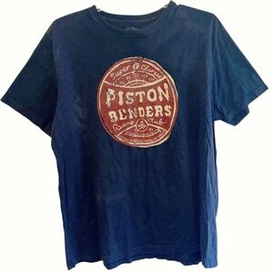 Lucky Brand Mens XXL Navy Blue Piston Benders Racing Club T Shirt %100‎ Cotton